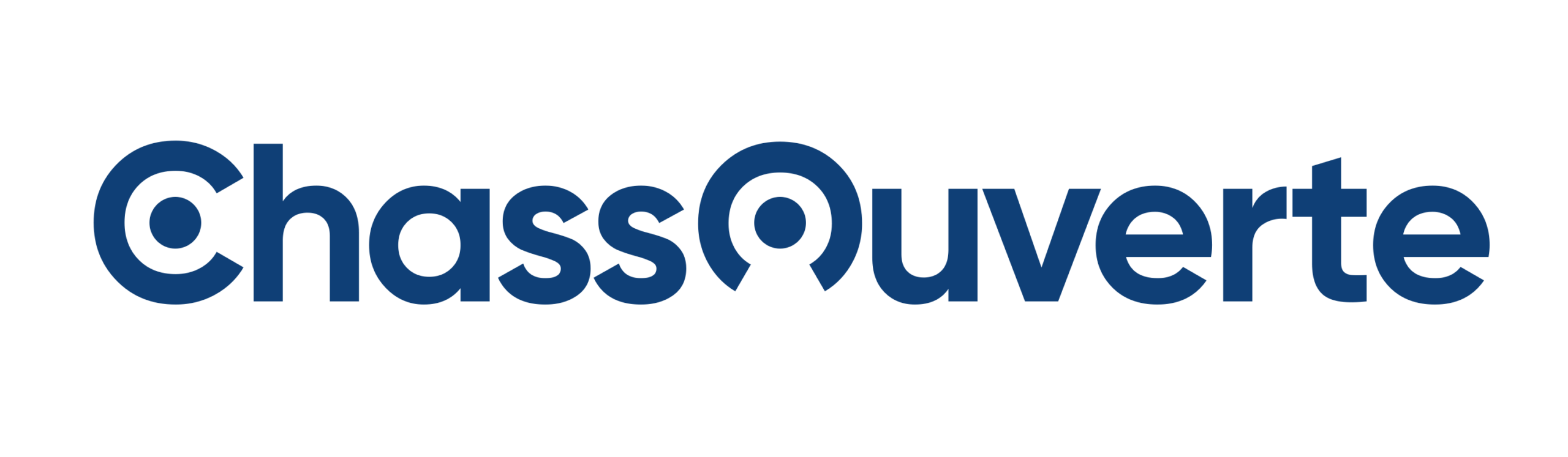 Logo ChassOuverte : le O en forme de repère cartographique, bleu marine